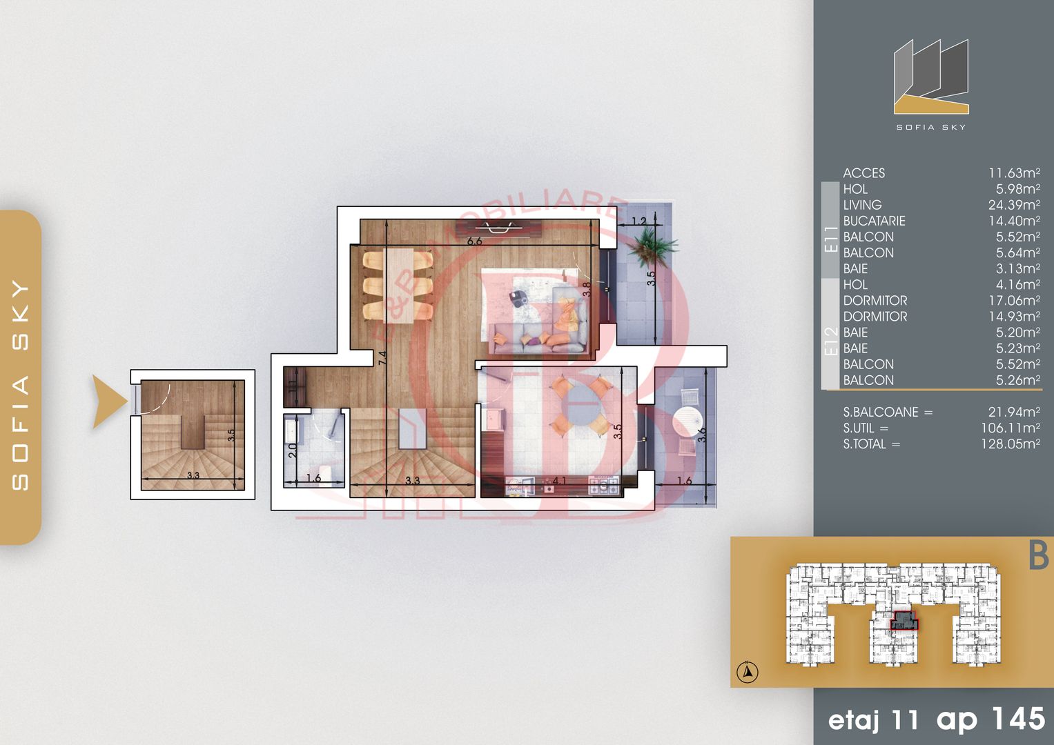 Duplex 3 camere Bucatarie 14mp Mutare Rapida 7min Metrou - Schiță 2