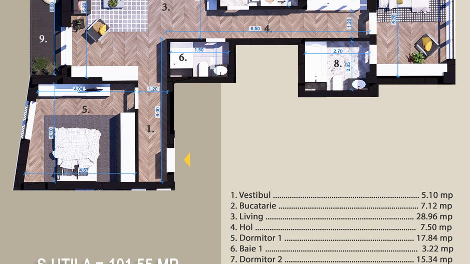 Apartamente 3 camere Titan Auchan-Fix la Parcul Teilor-Bl Boutique - Poză 7