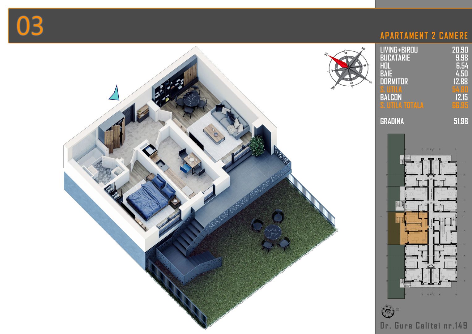 2 camere cu gradina parcare bonus metrou Nicolae Teclu - Schiță 6