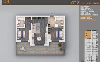 Apartament 3 Camere Pallady | Terasa Generoasa 33mp | Comision 0% - Schiță 9