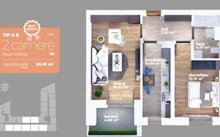 Ap 2 Camere/ Auchan Titan/ Pozitie Ideala/ Bd 1 Decembrie 1918 - Poză 3