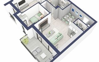 Apartament 3 camere | Balcoane 10.6 mp | Etaj 2 | Turnisor - Poză 4