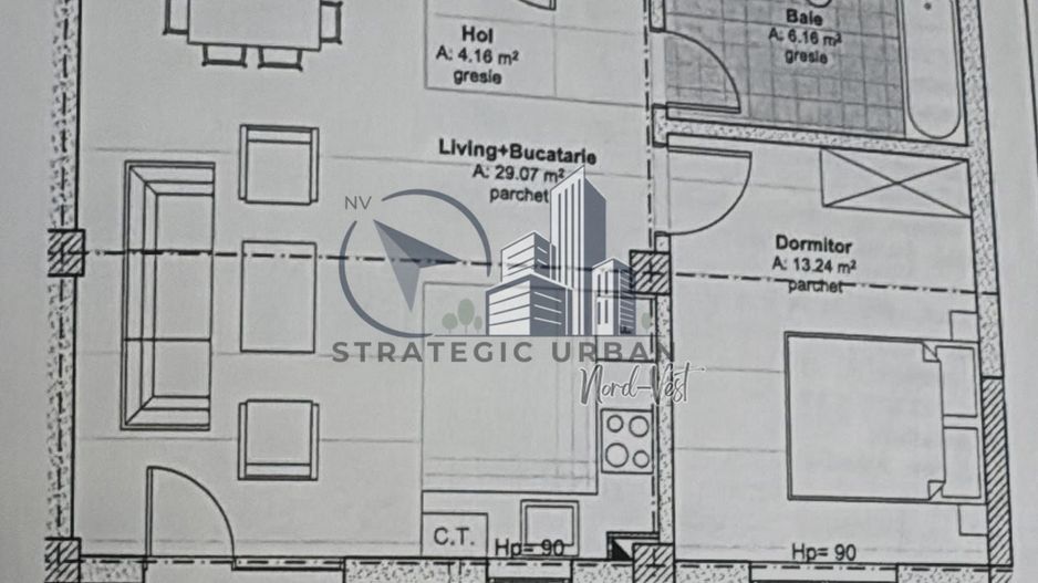 Apartament cu 2 camere, finisat mobilat complet, zona Teilor - Schiță 11