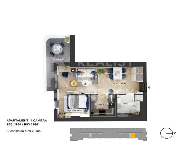 Apartament cu 2 camere  - Pipera - Schiță 6