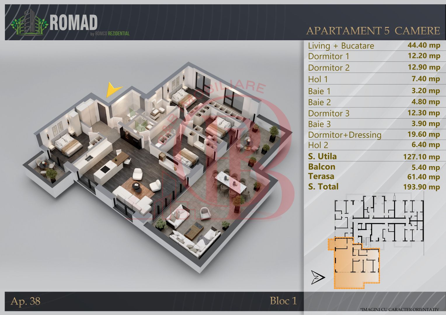 5 Camere cu Terasa Proiect Premium Titan-Theodor Pallady - Schiță 1