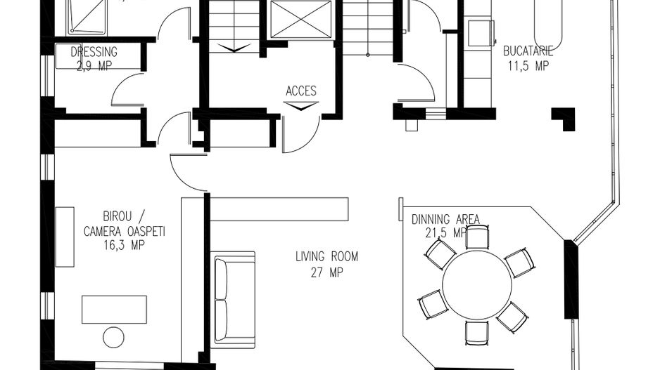 Apartament duplex 4 camere 4 bai 200 mp Bucuresti Domenii - Schiță 3
