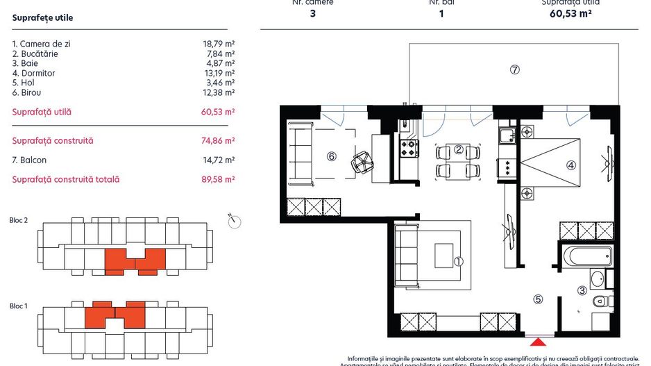 APARTAMENT 3 CAMERE | METROU REPUBLICA | PROIECT NOU - Poză 9