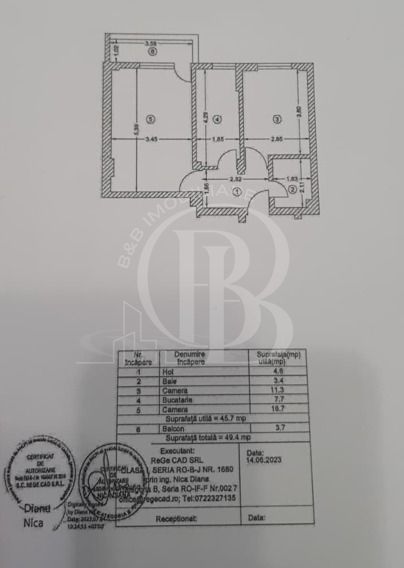 Apartament decomandat 2 camere Sector 3 Titan-Th. Pallady - Schiță 13