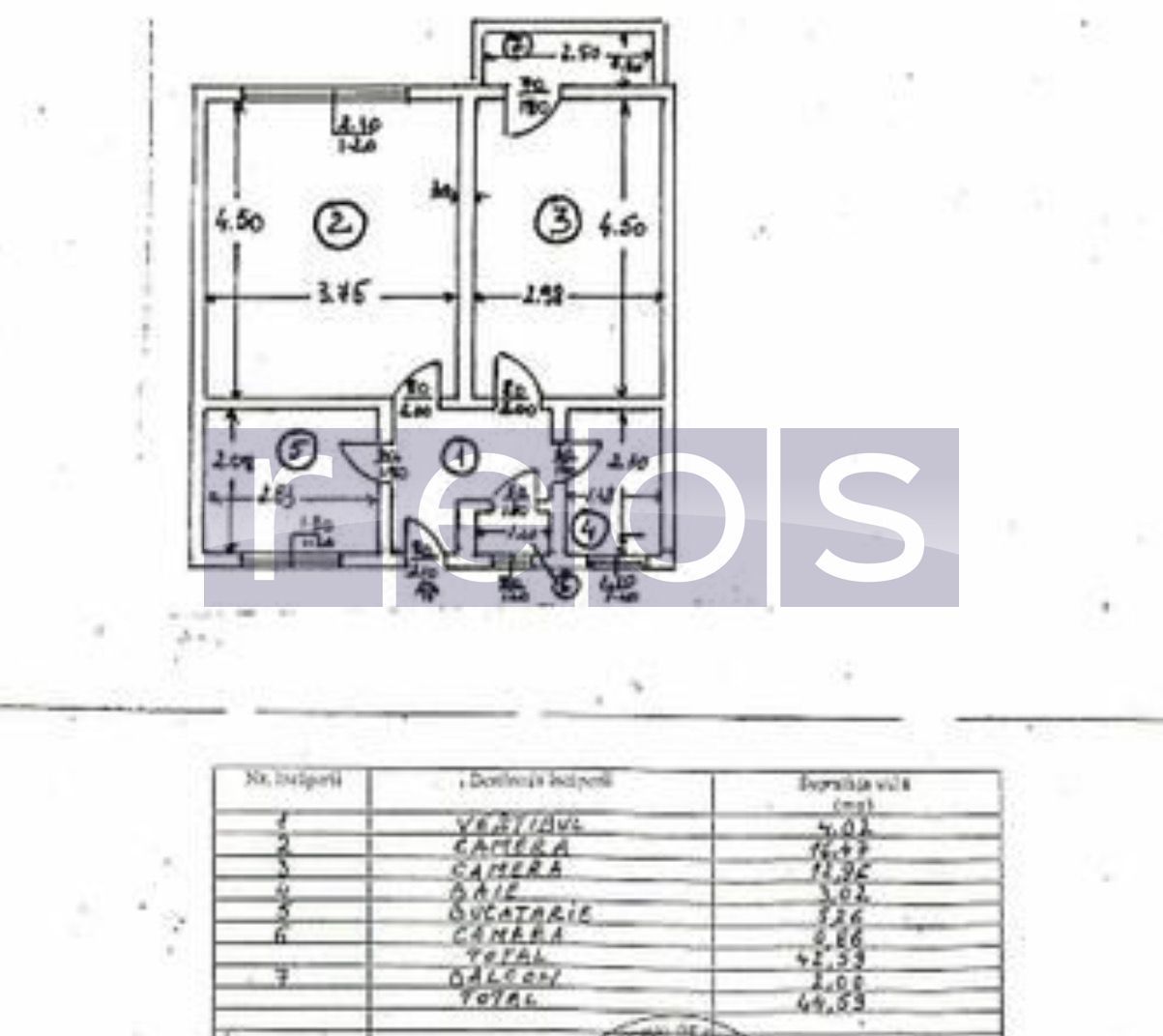 VANZARE 2 CAMERE 45MP | PRIMAVERII-DOROBANTI | TERASA 6MP | NERENOVAT - Schiță 8