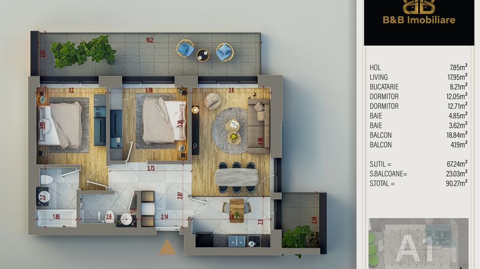 3 camere proiect Exclusivist cu piscina proprie Finalizat cu Acte - Schiță 1