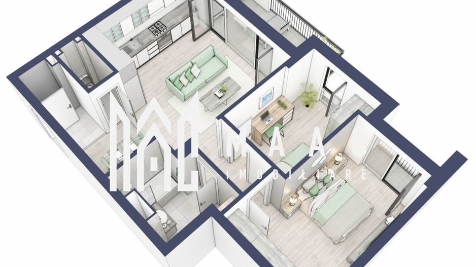 Apartament 3 camere | Etaj 1 | Balcon 10.6 mp | Turnisor - Poză 3