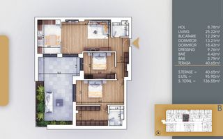 Apartament Modern-3 camere cu dressing si Terasa Comision 0% - Poză 2