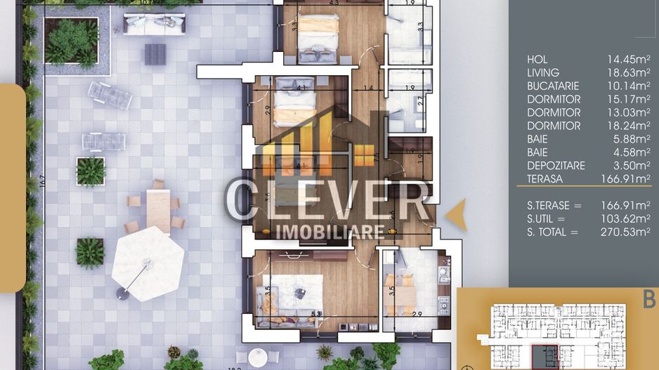 Apartament 4 camere finisat la cheie, terasă 167 mp, metrou Teclu - Poză 2