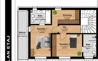 2 Case in Duplex 4 camere 125 mp-curte-terasa 37 mp -garaj-Tauti - Poză 9