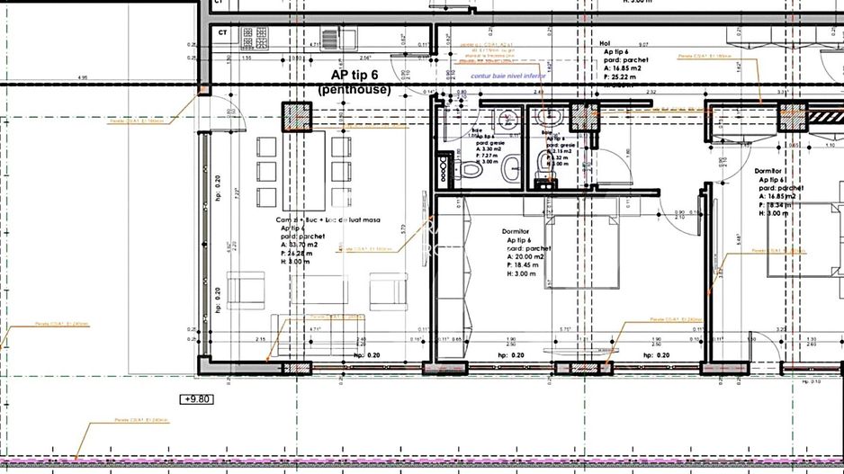 Penthouse 3 camere- 100mp- terasa 76 mp - zona Veterani Sibiu - Poză 12