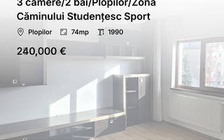 3 camere/2 băi/Plopilor/Zona Căminului Studențesc Sport - Poză 1