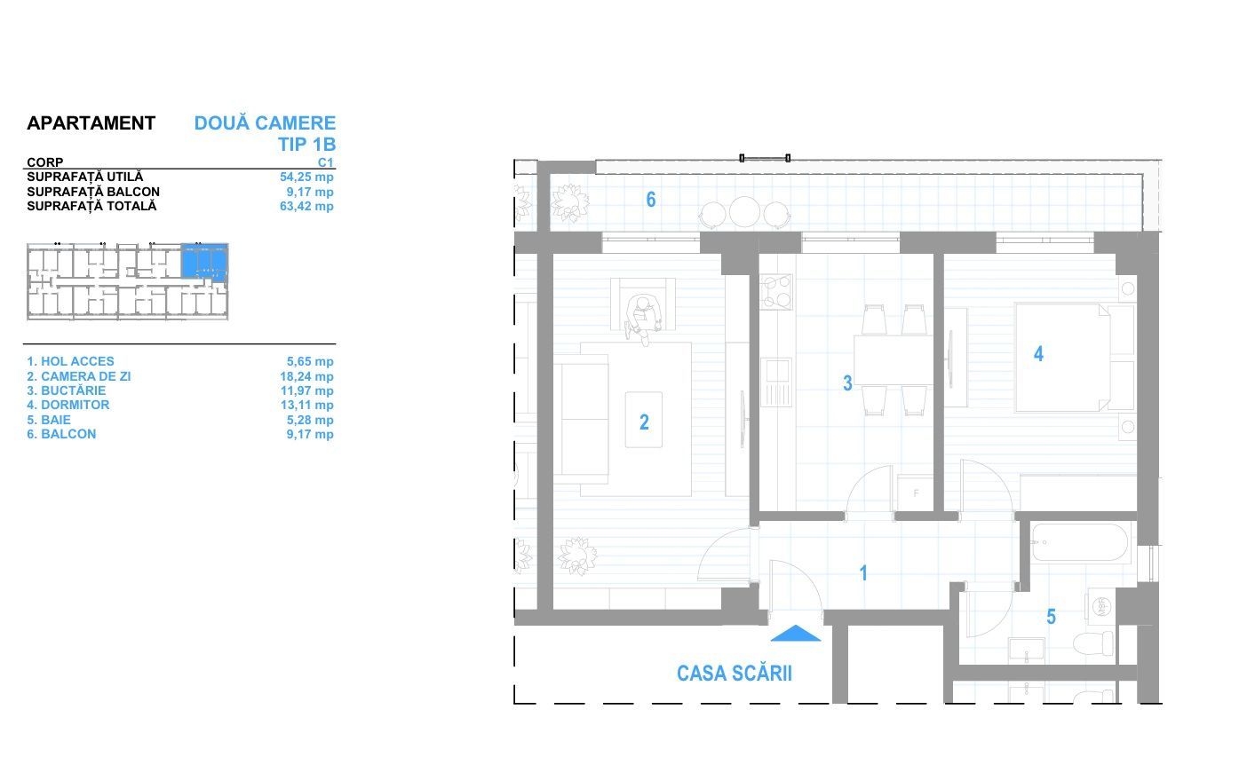 MUTARE IMEDIATA! Apartament 2 camere Dec 63 mp 117000E-Bucium - Poză 13