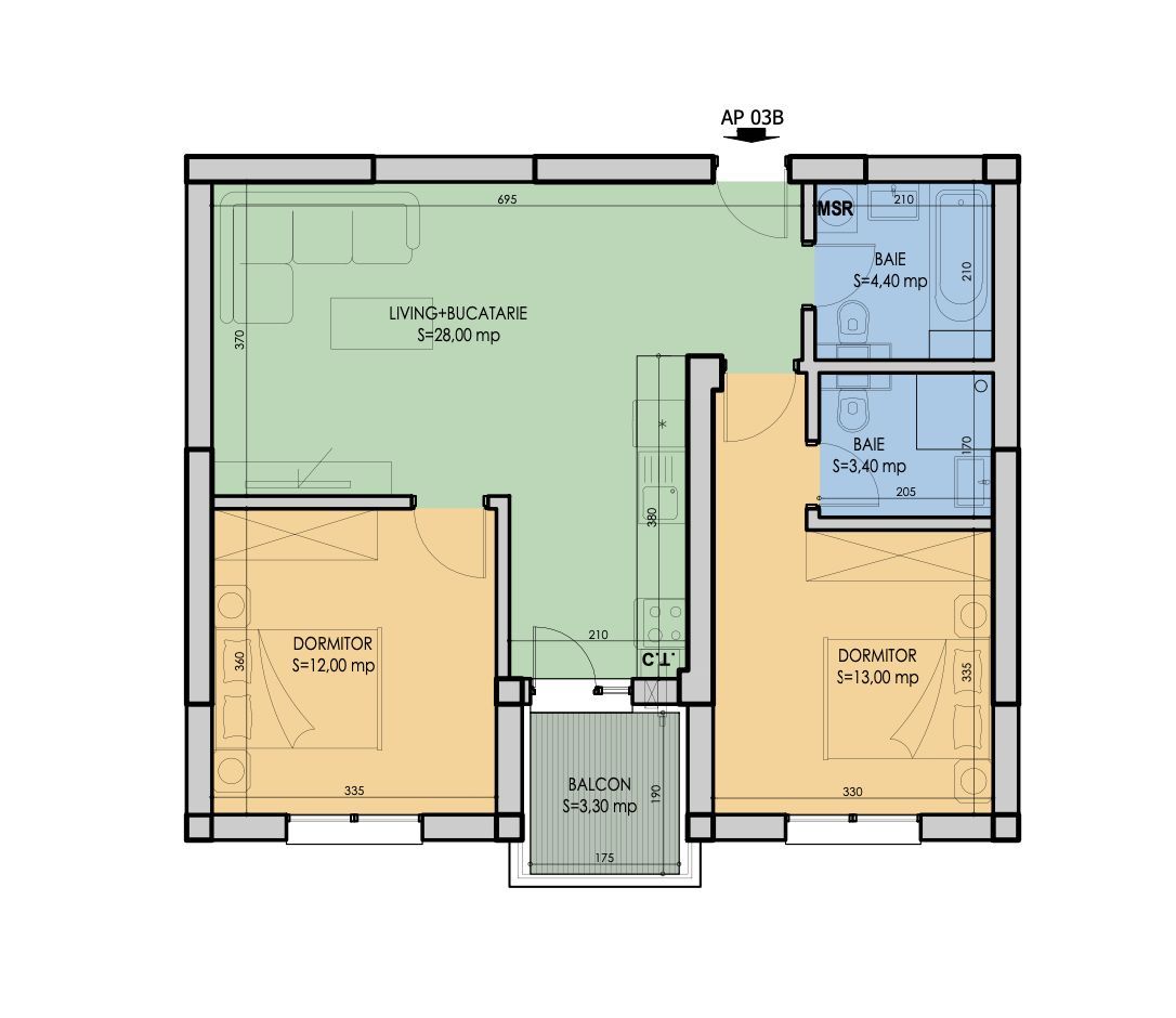 3cam(living cu buc.desch,2bai) langa pasarela metrou Berceni - Poză 1