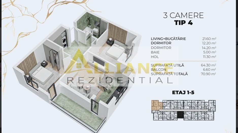 Metrou Berceni Ap 3 Camere 70 mp - Poză 8