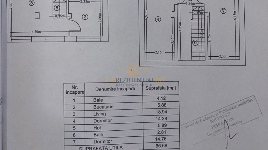 Duplex 3 camere pe 2 niveluri, 2 bai, langa Metrou Aparatorii Patriei - Schiță 10