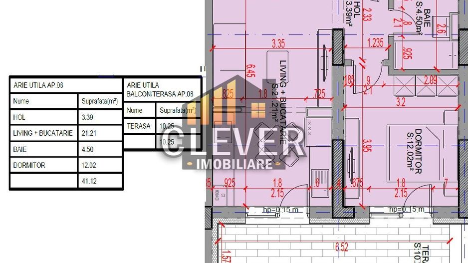 2 camere Pallady | 51,37 mp | Terasă 10,25 mp | Încălzire pardoseală - Schiță 8