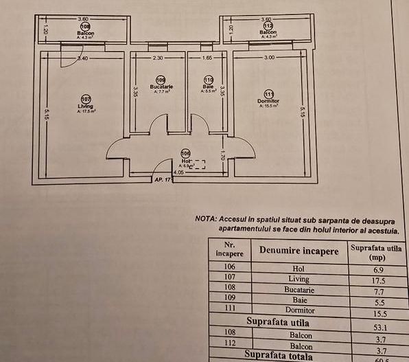Apartament 2 camere Giroc - Schiță 14