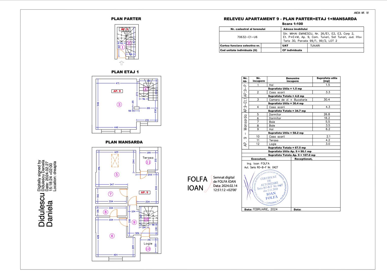 Apartament 9 – 4 camere – 107 mp – Parter + Etaj 1 + Mansardă - Poză 1