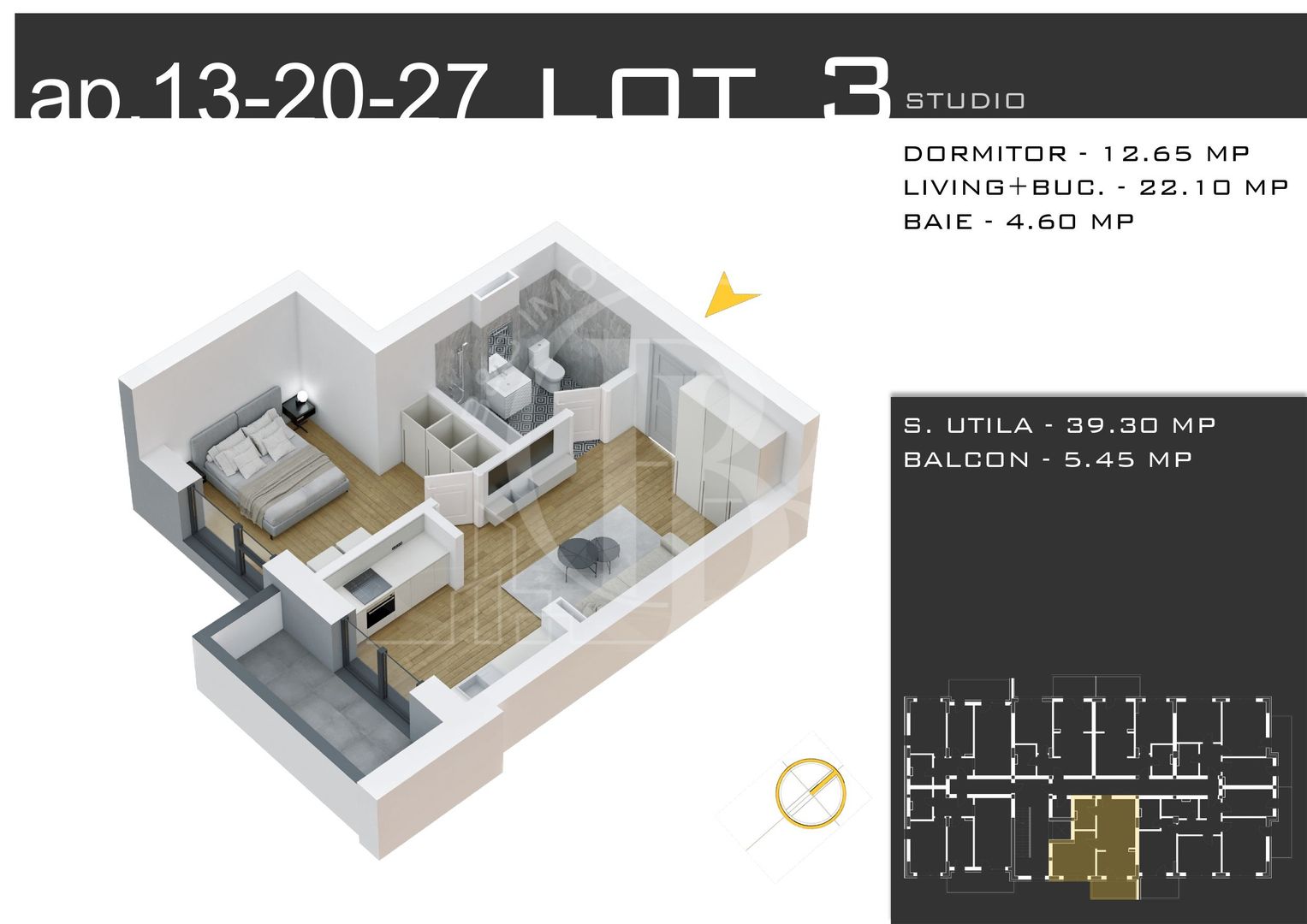 Apartament 2 camere Promo Parcare Titan-Theodor Pallady - Schiță 2