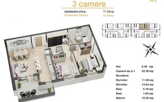 Apartament modern 71 mp utili 3 camere 2 bai balcon  Doamna Stanca - Poză 11