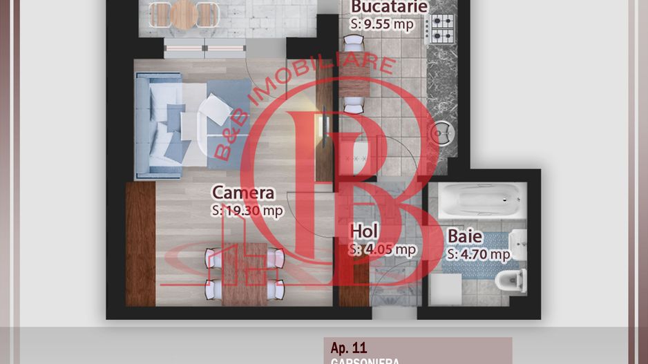 Garsoniera spatioasa -oferta lansare proiect Pallady - Schiță 1