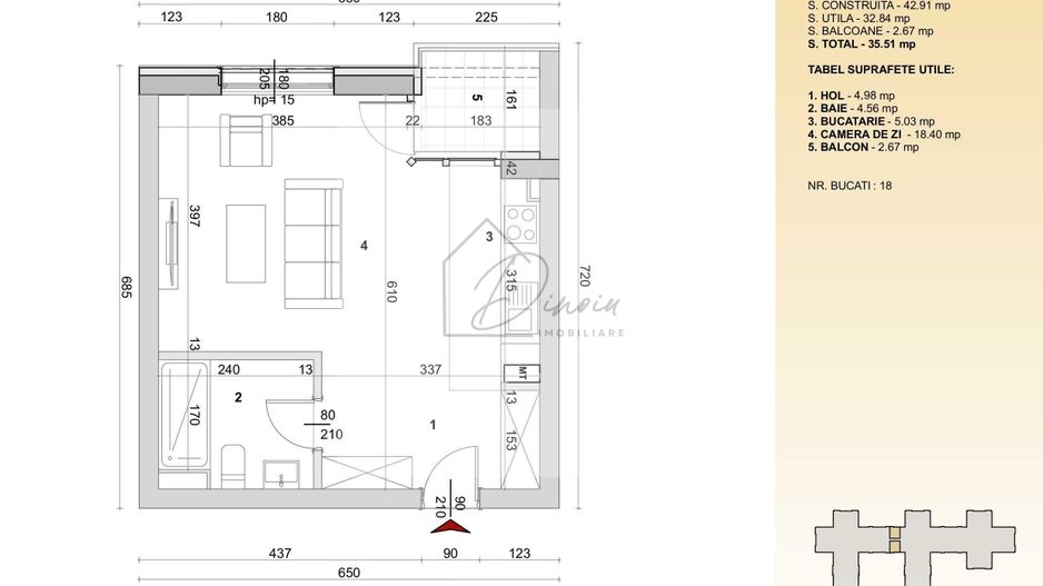 Garsoniera 36 mp Obor High Garden East I Veranda Mall I Com 0% - Poză 7