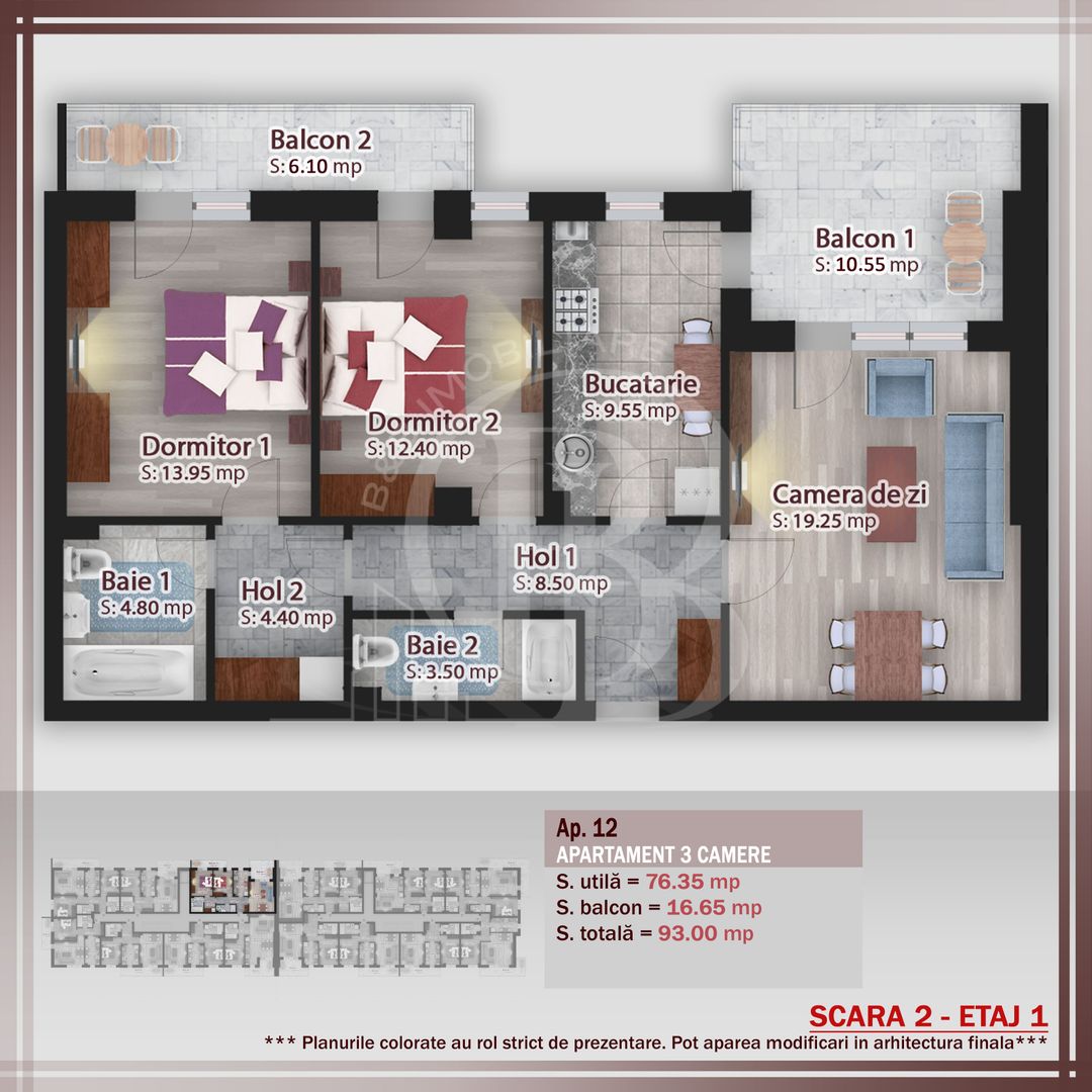 Apartament 3 camere-Ideal Familie-Titan Theodor Pallady - Schiță 1