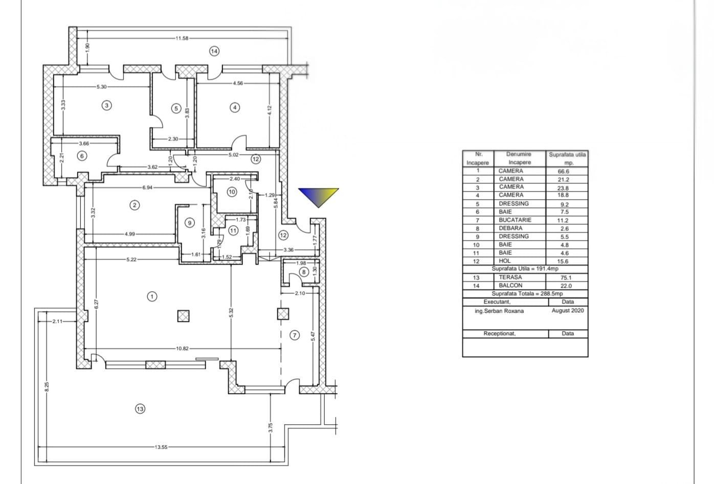 PENTHOUSE Iancu Nicolae | 191 mp utili | Terasă 75 mp | 4 camere - Schiță 24