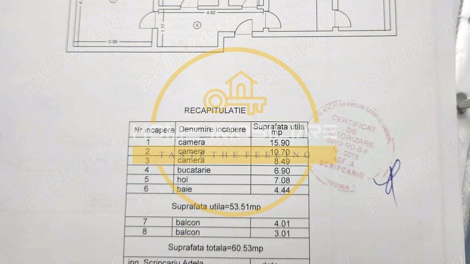 🏠Apartament 3 cam, 61MP, semidecomandat // 📍Valea Lupului - Schiță 10