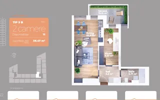 Apartament 2 camere finalizat - Bd Rebreanu,  Auchan Titan - Schiță 16