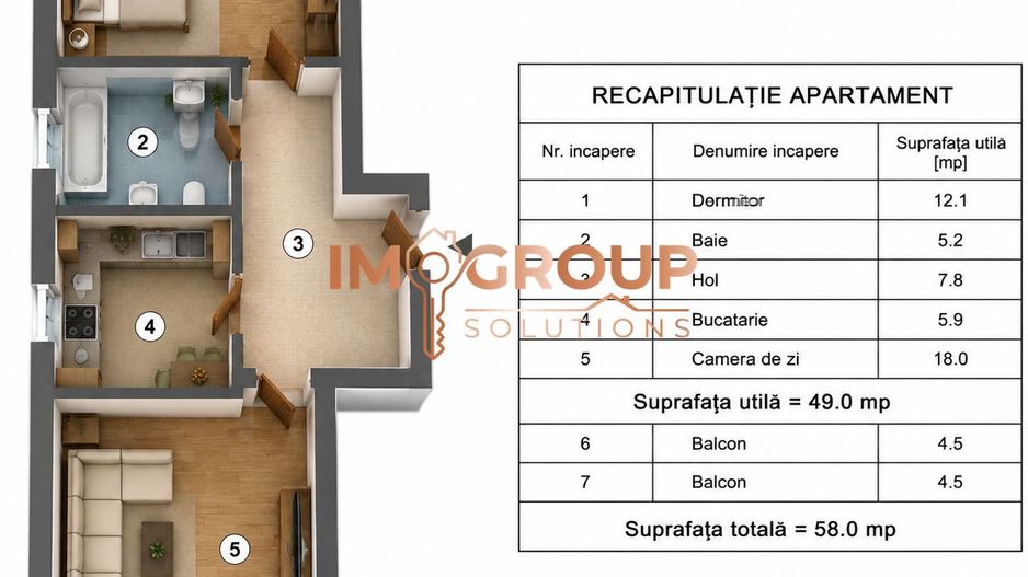 Apartament 2 camere decomandat - etajul 1 - loc de parcare inclus - Poză 4