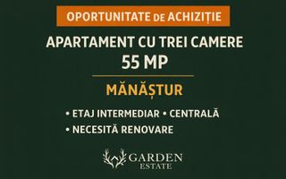 Apartament cu 3 camere, 55 mp + balcon, Manastur, zona Minerva - Poză 1