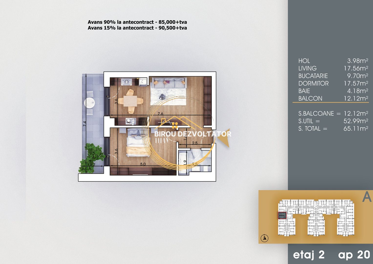 Pret promo Decomandat 8 minute de metrou Teclu TVA 9% mutare rapida - Schiță 3