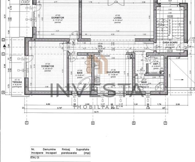 Apartament 3 camere zona Observatorului! View pe tot Clujul! 2500e/mp! - Schiță 2