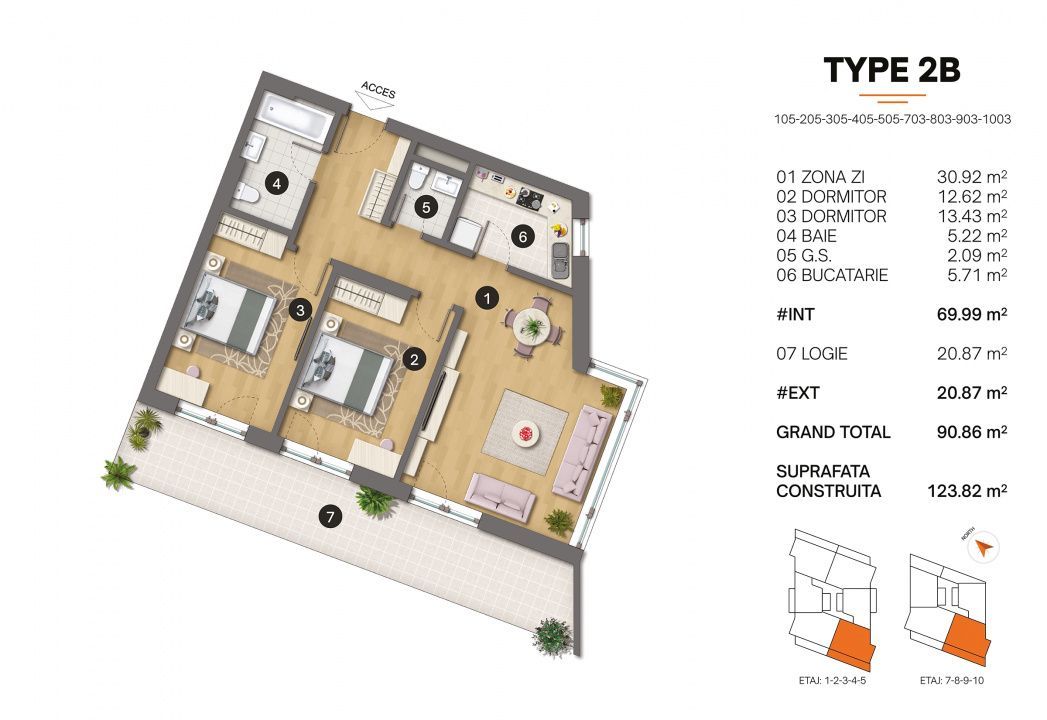 Tomis Plus - Celine Elegance - Vânzare apartament cu 3 camere, etaj 8. - Poză 2