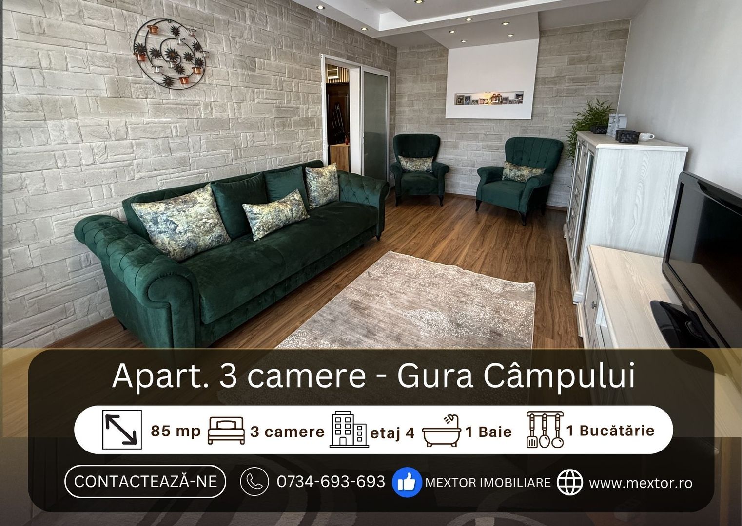 Apartament decomandat 3 camere, de vanzare - Poză 1
