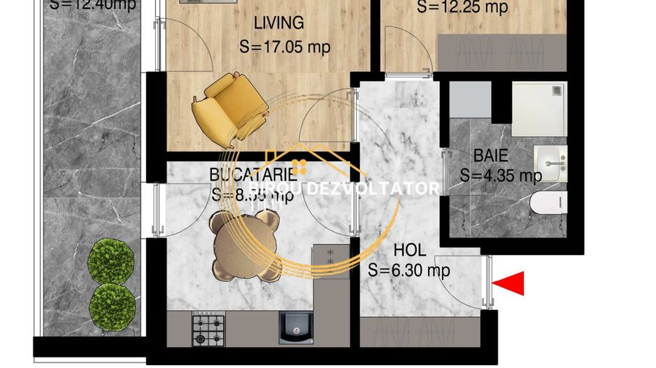 Etaj intermediar Ansamblu modern Decomandat Metrou Teclu Ikea Scoala - Schiță 7