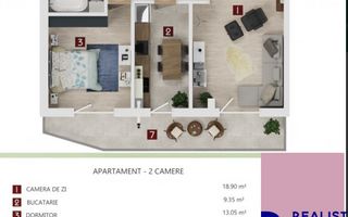 Apartament cu 2 camere de vânzare - Schiță 2