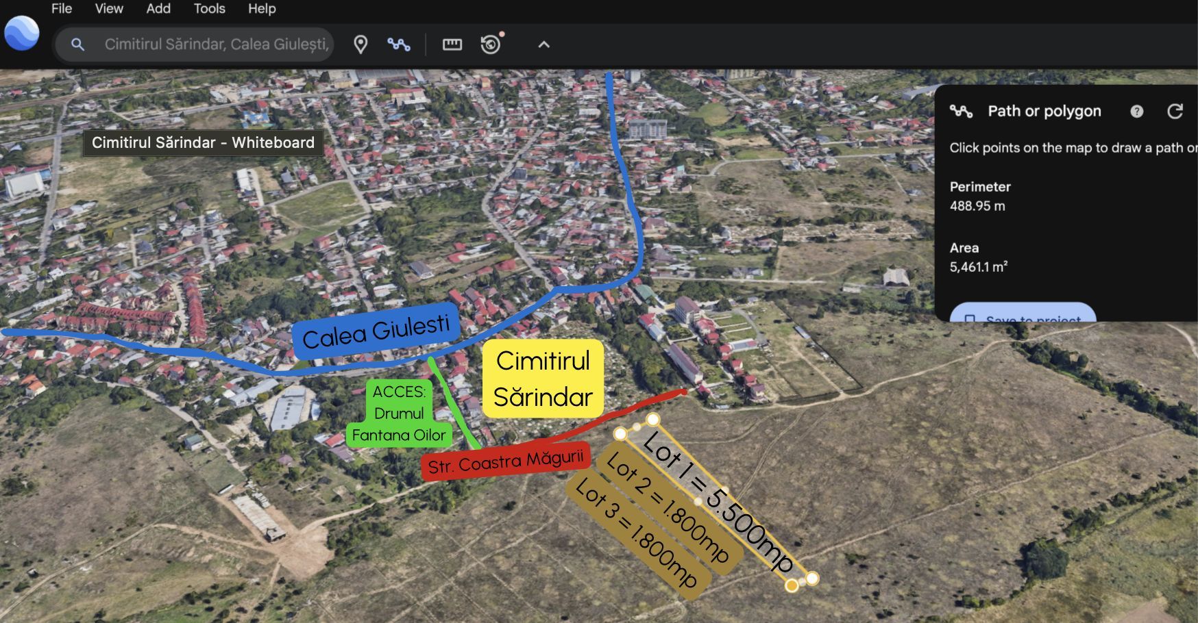 GIULESTI | Teren intravilan PUZ V3a2 3 loturi: 5500 + 1800 + 1800 - Poză 1