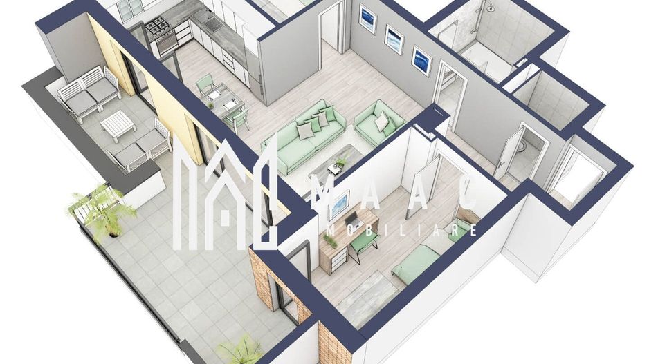 Apartament 3 camere | Balcon 22.2 mp | Etaj 3 | Turnisor - Poză 2