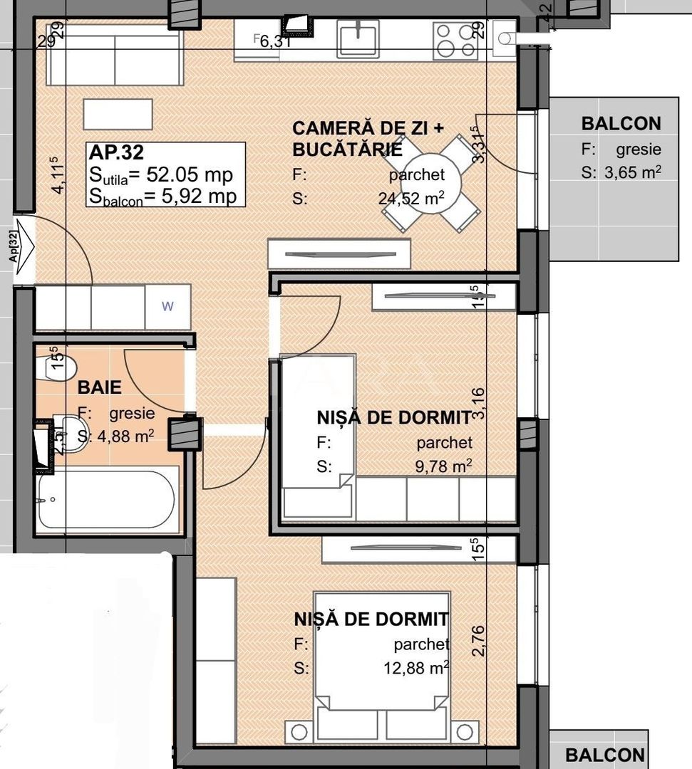 Apartament finisat cu 3 camere, bloc nou 2025, Apahida. - Poză 8