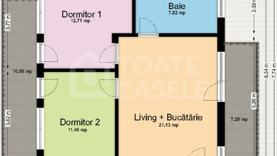 Apartament cu 3 camere, etajul 1, 2 locuri de parcare, Borhanci - Poză 8