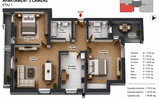 VANZARE 3 CAMERE | 94 MP | POLIGARFIEI - JIULUI | - Poză 10