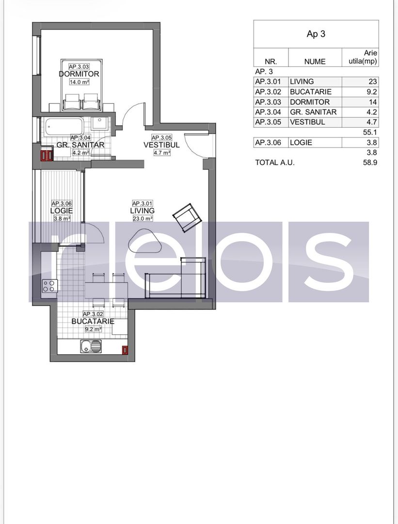 VANZARE APARTAMENT 2 CAMERE | LIZEANU | BLOC NOU | PARCARE | TERASA - Schiță 15