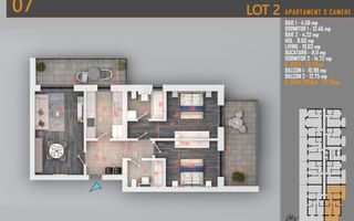 Apartament 3 camere Decomandat Titan Th. Pallady-Sector 3 - Schiță 3